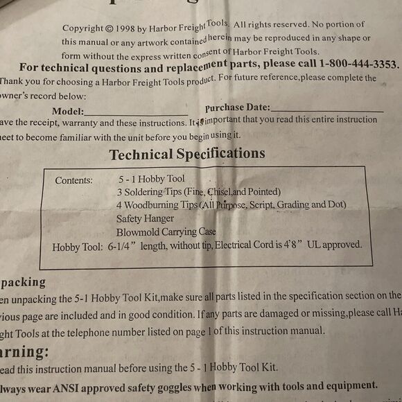 Harbor Freight 5-1 Hobby Tool Kit Soldering Woodburning Leather Crafts 38593 - Picture 3 of 9